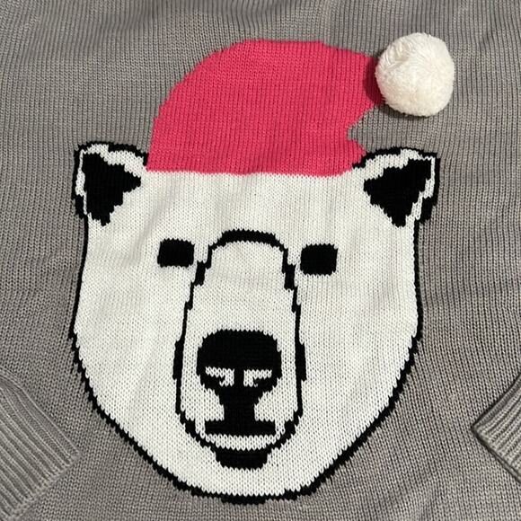 Forever 21 NWT Gray Polar Bear size Medium Ugly Christmas Sweater Holiday - Picture 4 of 8